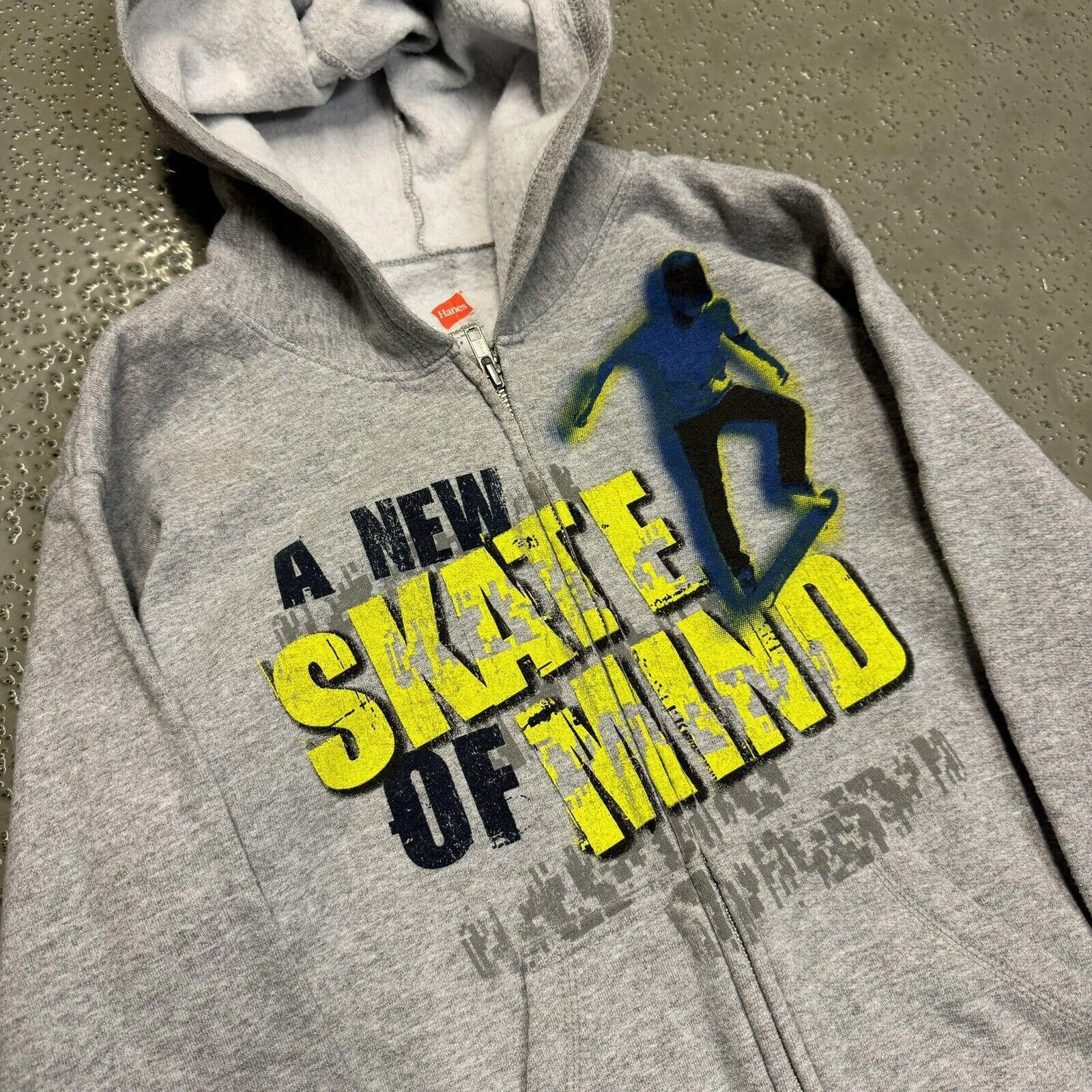 Hanes × Vintage Y2K 2000s JNCO-Style Skater Zip Up Hoodie Sweatshirt Size US S / EU 44-46 / 1 - 2 Thumbnail