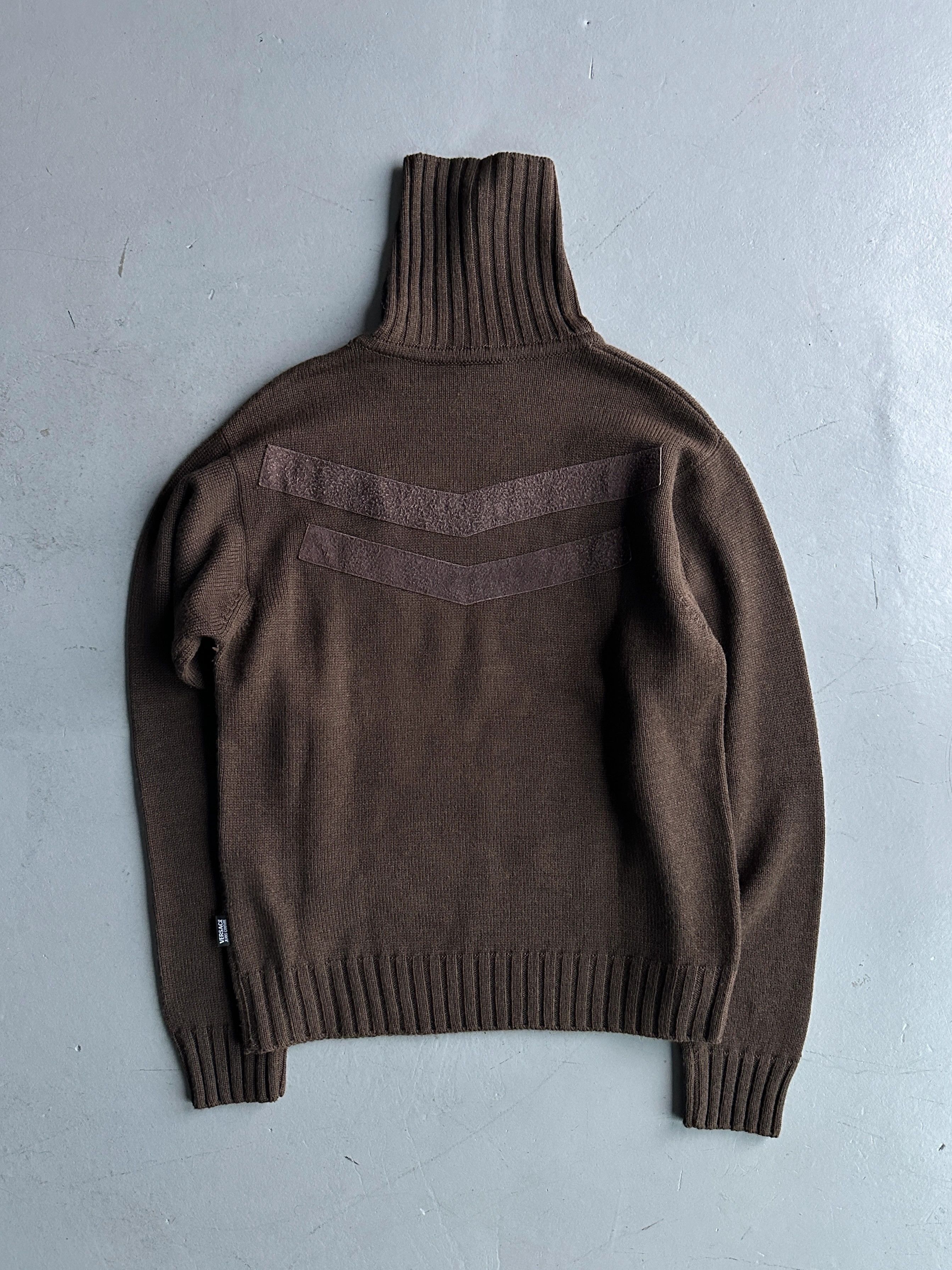 Versace VERSACE 2000s KNIT TURTLENECK TOP WITH LEATHER APPLIQUÉS Size S / US 4 / IT 40 - 8 Thumbnail
