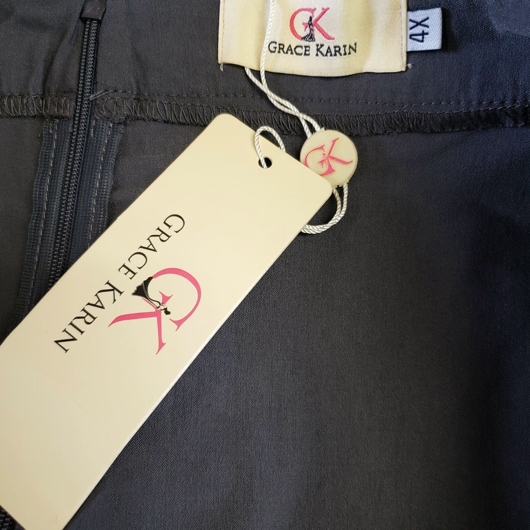 Vintage Grace Karin Womens Pencil Skirt Sz 4X Solid Gray Stretch Zip Knee Length Plus Size Womens Size 40" / US 18 - 4 Thumbnail