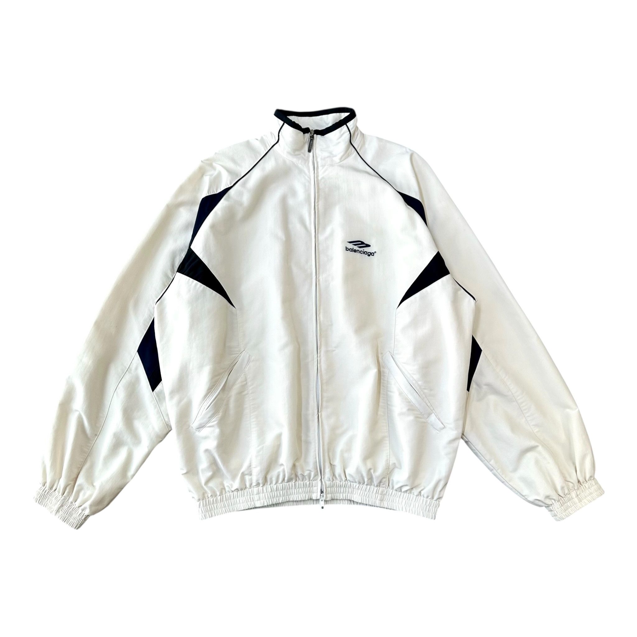 Balenciaga 3B Sports Icon Track Jacket Cream Blue Size US XXS / EU 40 - 1 Thumbnail