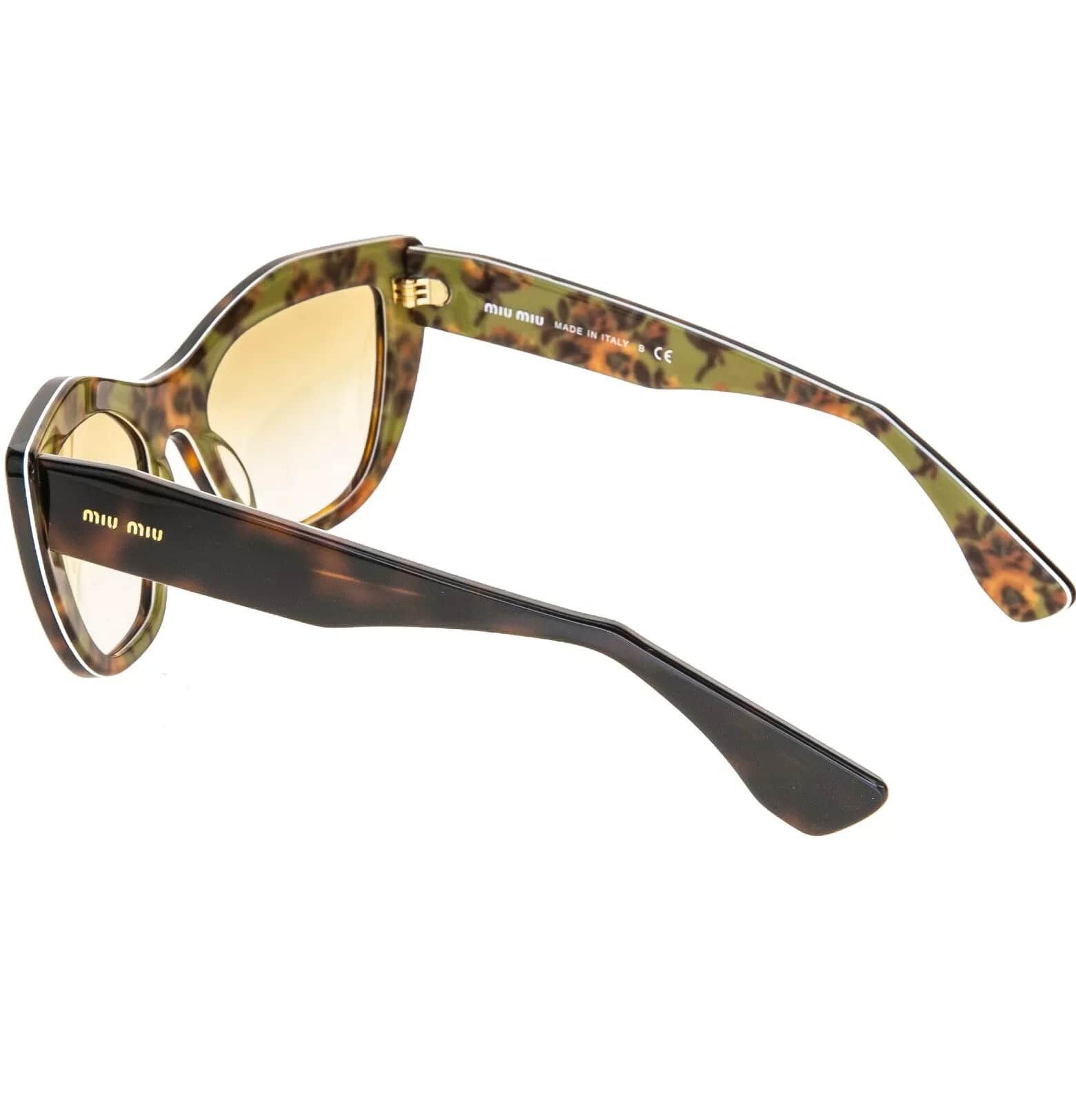 Miu Miu MIU MIU 02P MU02PS Brown Havana Green Floral Sunglasses Size ONE SIZE - 6 Thumbnail