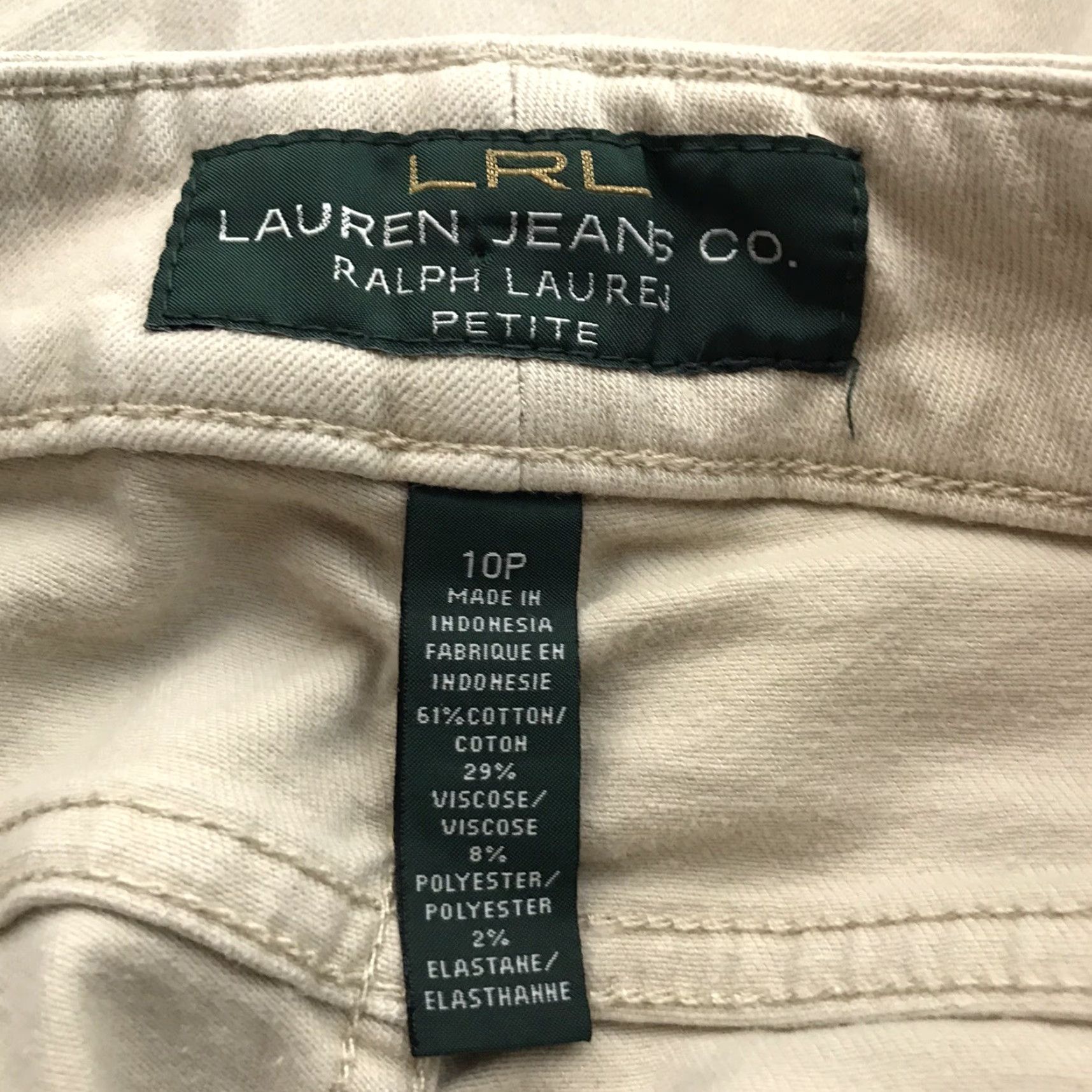 Ralph Lauren Ralph Lauren Women's Pants Beige Stretch Twill Straight Fit Petite Size 10P City Casual Size 32" / US 10 / IT 46 - 7 Thumbnail