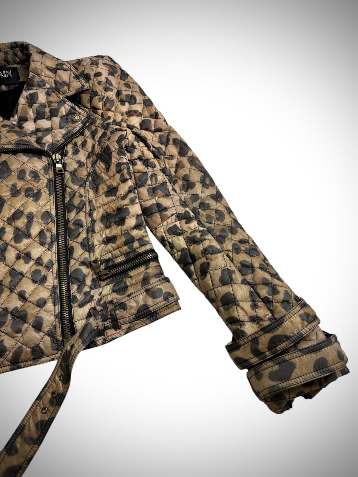 Balmain Balmain Paris - Leopard Print Nylon Quilted Biker Jacket Size XS / US 0-2 / IT 36-38 - 3 Thumbnail