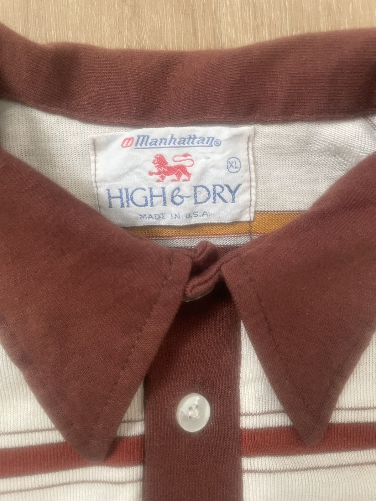 Manhattan Portage × Vintage Thick Stripe High & Dry Manhattan Vintage Made in US Polo XL Size US XL / EU 56 / 4 - 6 Thumbnail