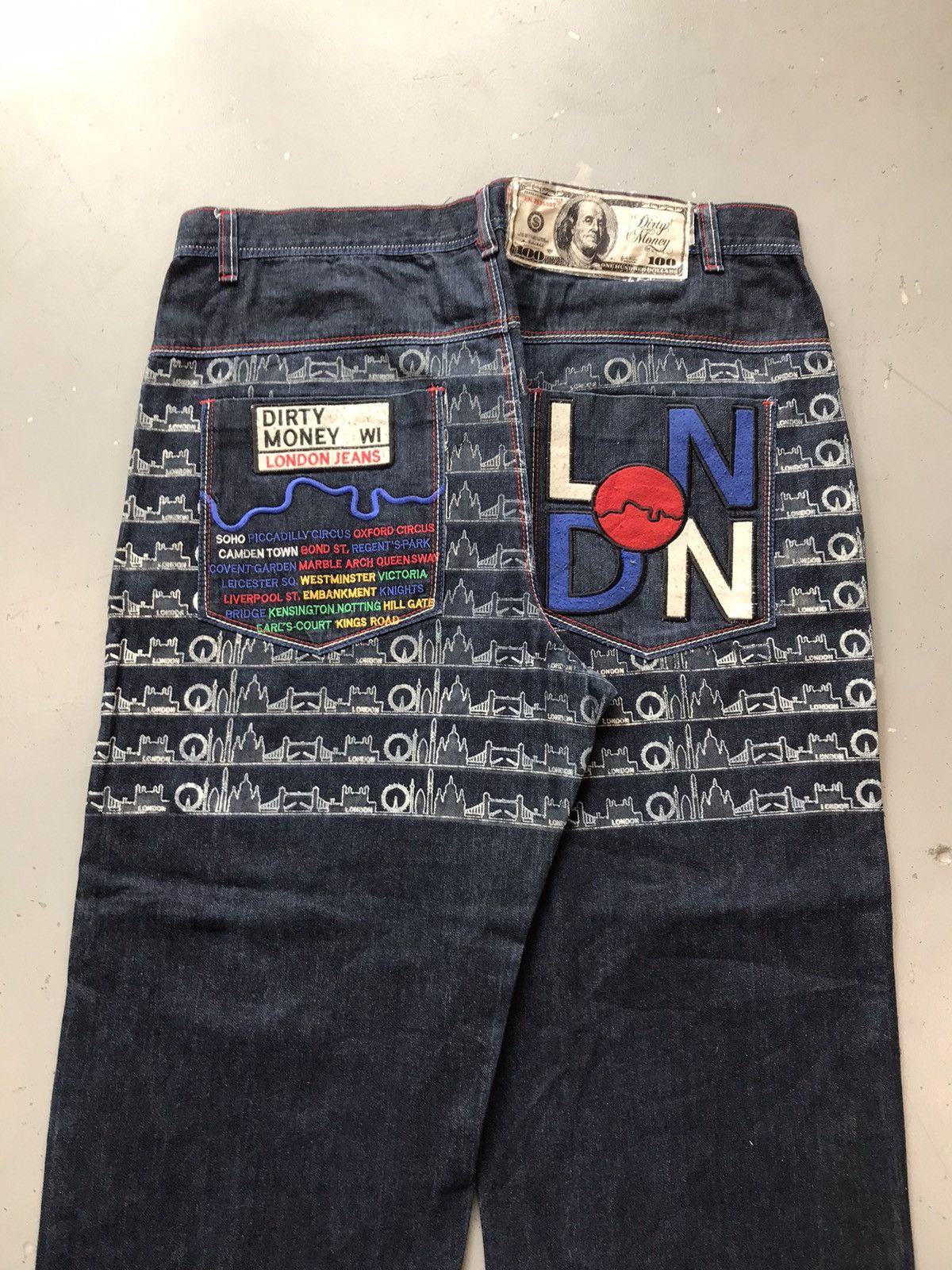 Vintage Vintage dirty money London embroidered SpellOut denim Size US 40 / EU 56 - 8 Thumbnail