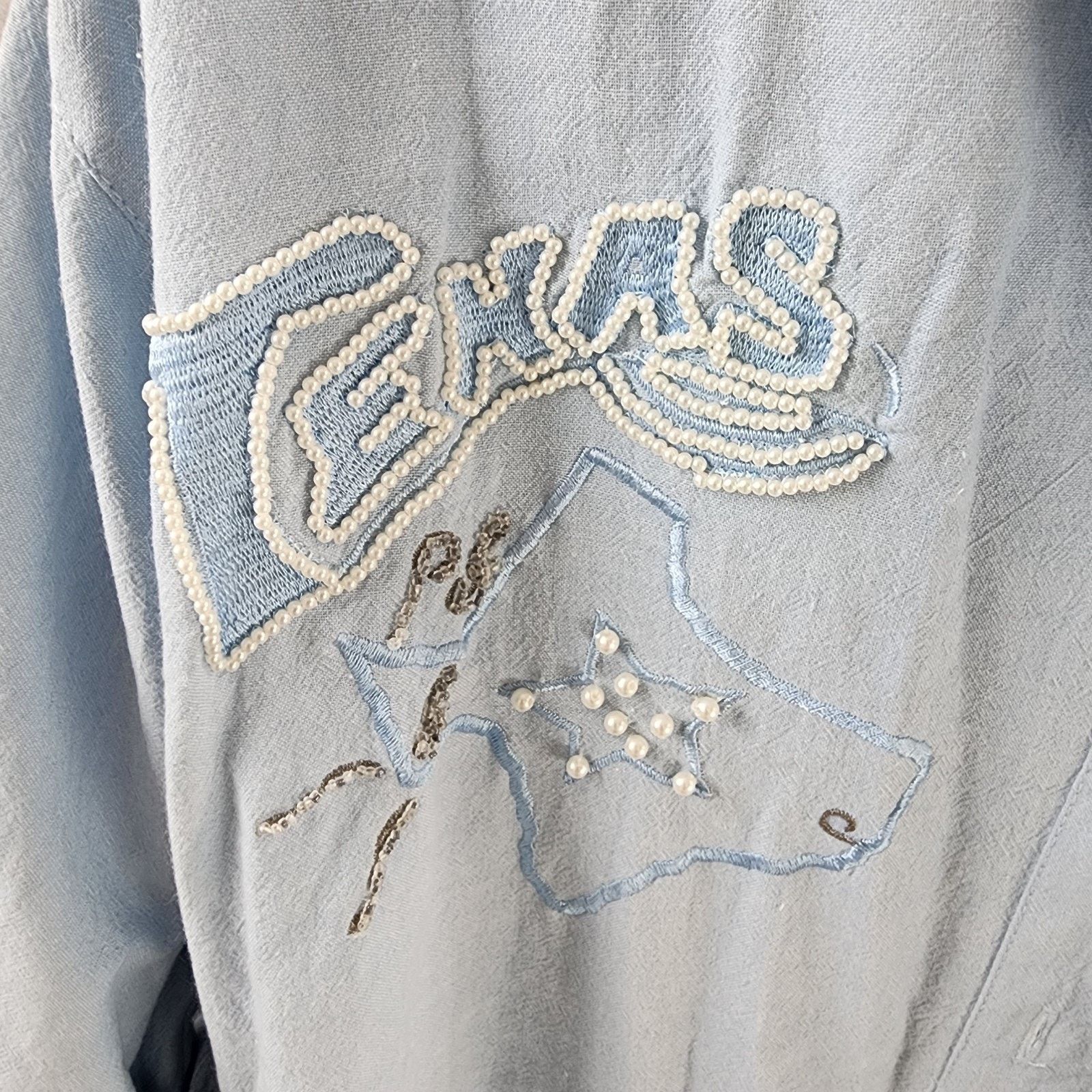 Other Jane Ashley Texas Western Shirt Lt Blue Embroidered Boots Size S / US 4 / IT 40 - 5 Thumbnail