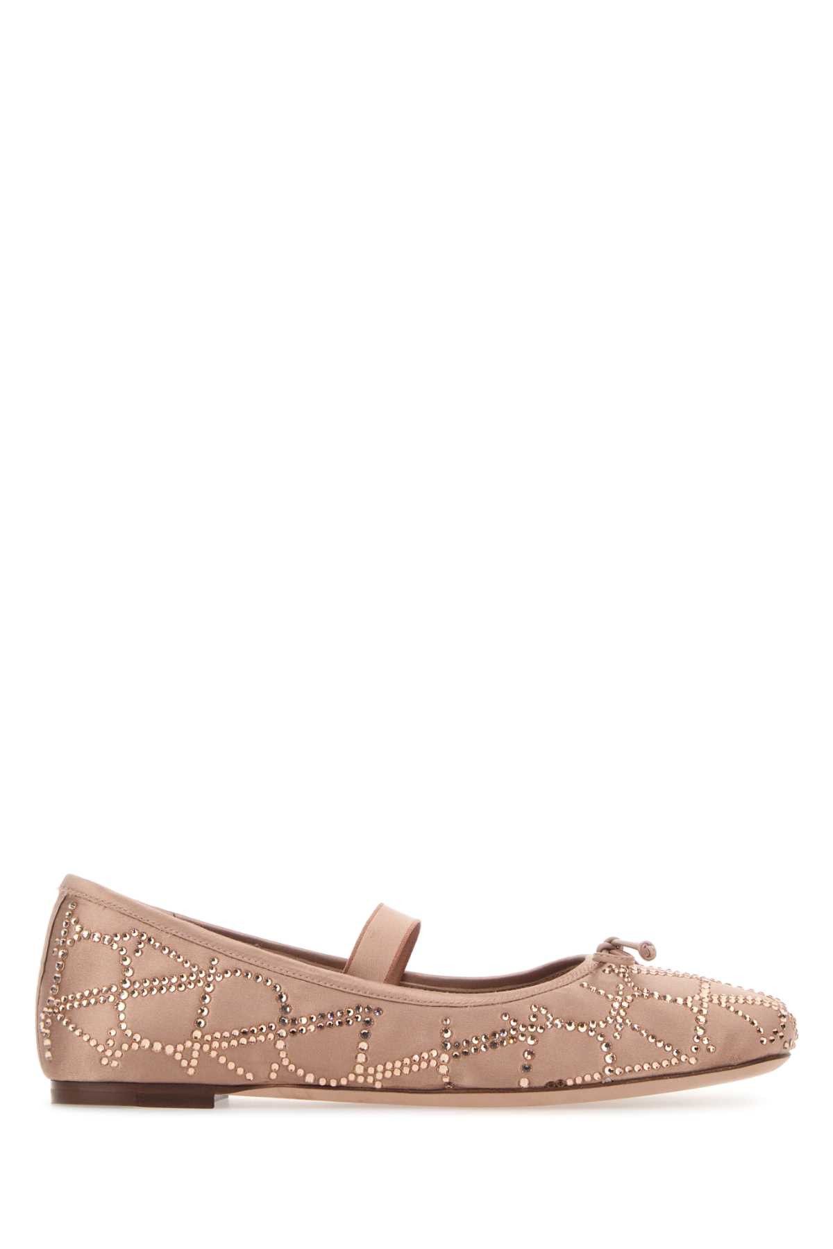 image of Valentino Garavani Antiqued Pink Satin Ballerinas Shoes, Women's (Size 9)