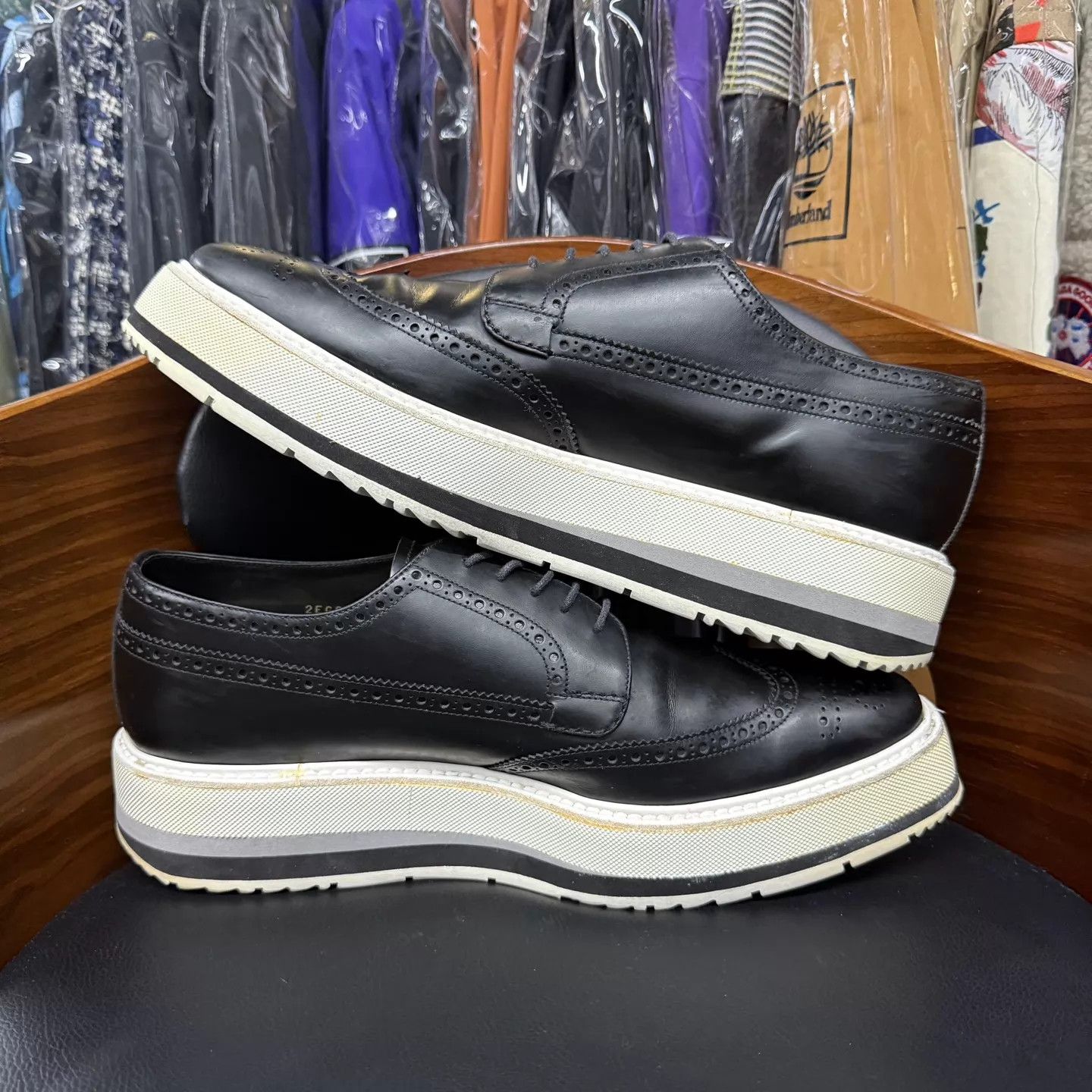 Prada Prada Black Embossed Platform Shoes UK9/43 Size US 10 / EU 43 - 7 Thumbnail