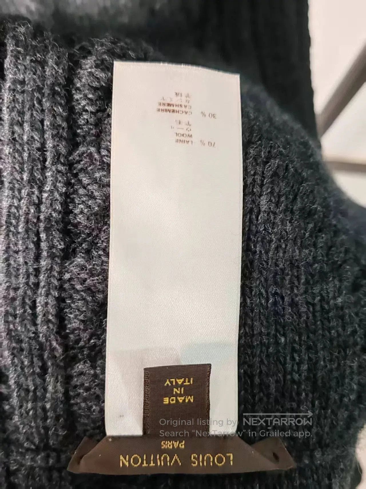 Louis Vuitton Authentic LV Wool Scarf in Black. Size ONE SIZE - 3 Thumbnail