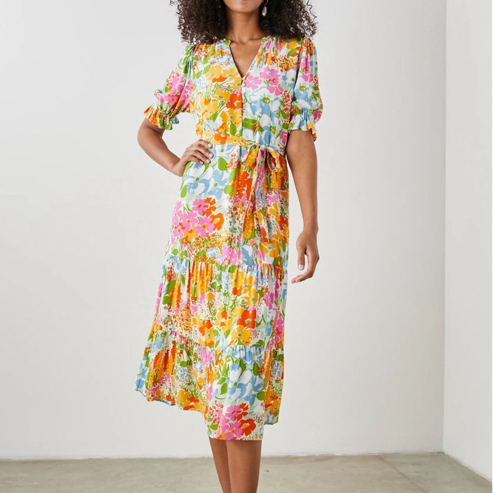Rails NWT Rails Eliana Day Garden Floral Belted Midi Dress sz XS Size XS / US 0-2 / IT 36-38 - 1 Thumbnail