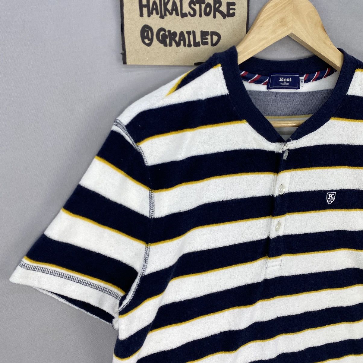 Japanese Brand Vintage Kent In tradition Half Button Stripe Design Size US S / EU 44-46 / 1 - 2 Thumbnail