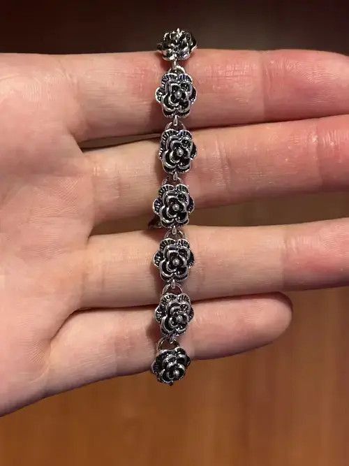 Anime x Jewelry Y2K Rose Bracelet in Silver, Men's