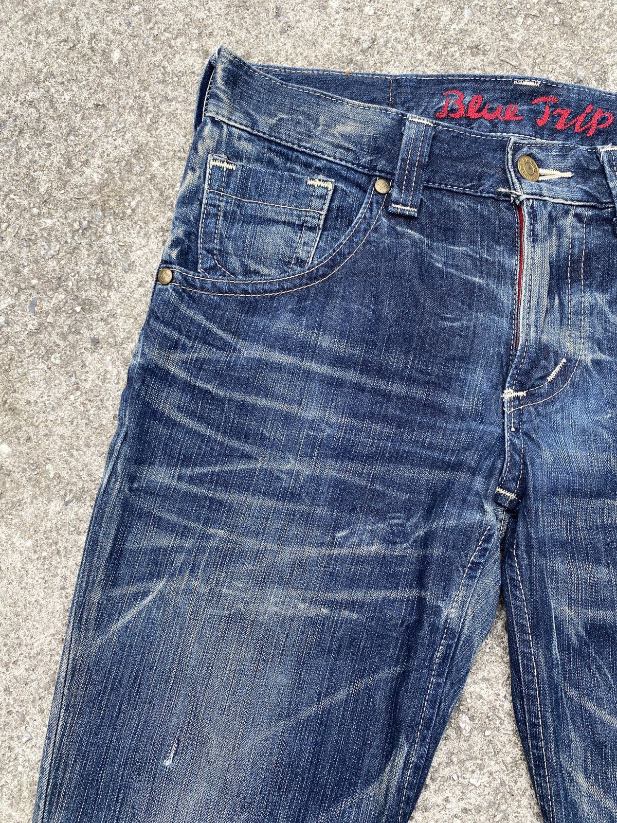Edwin × Japanese Brand × Tornado Mart 2000s - Edwin Blue Trip Claw Marks Design Flare Denim Size US 32 / EU 48 - 8 Thumbnail