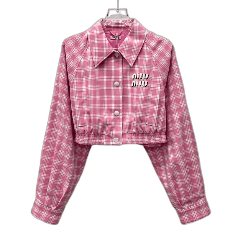 Miu Miu MiuMiu Pink Logo Plaid Long Sleeve Jacket Size S / US 4 / IT 40 - 1 Thumbnail