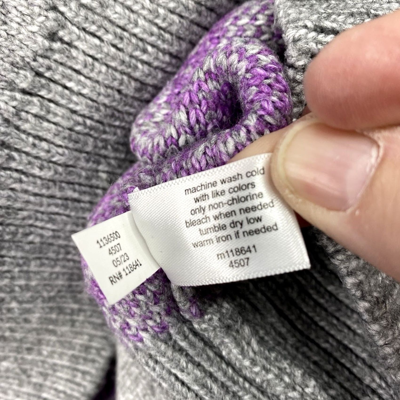 Vintage Lane Bryant Sweater Womens 18/20 Cable-Knit Gray Purple Easter Spring Geometric Crew Neck Pullover Plus Size 18/20 Womens Size XXL / US 16-18 / IT 52-54 - 8 Thumbnail
