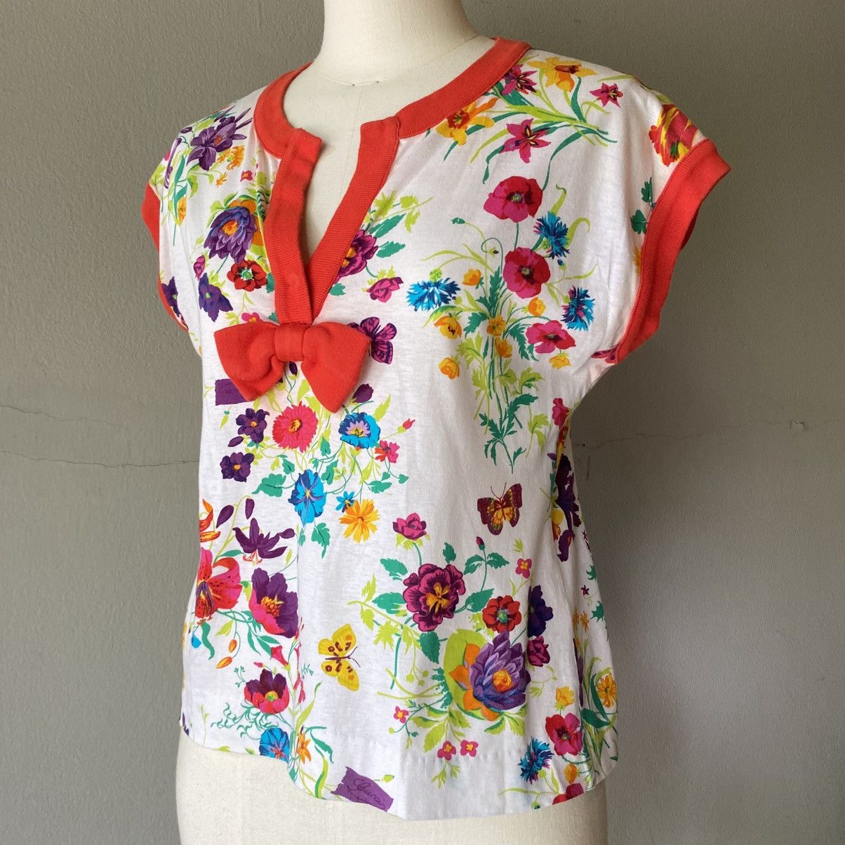 Gucci GUCCI Floral Tee with Red Trim & Bow Size M / US 6-8 / IT 42-44 - 16 Thumbnail