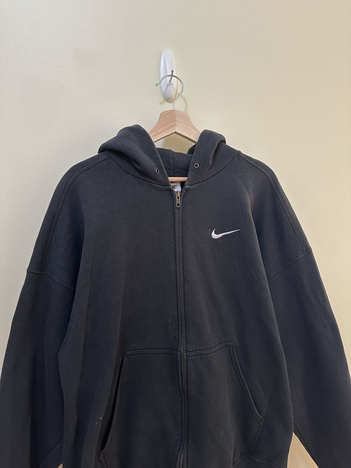 Nike × Vintage 90s Nike Swoosh Heavyweight Boxy Zip Hoodie Size US XL / EU 56 / 4 - 3 Thumbnail
