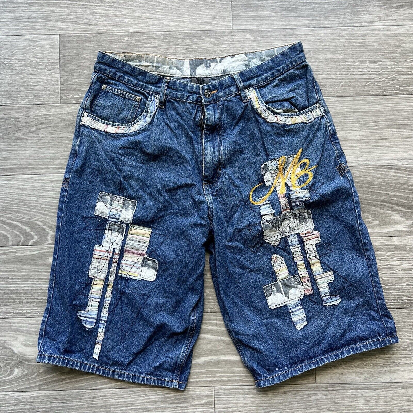 Makaveli Vintage Makaveli Denim Jorts Y2K Baggy Embroidered Skate Size US 35 - 4 Thumbnail