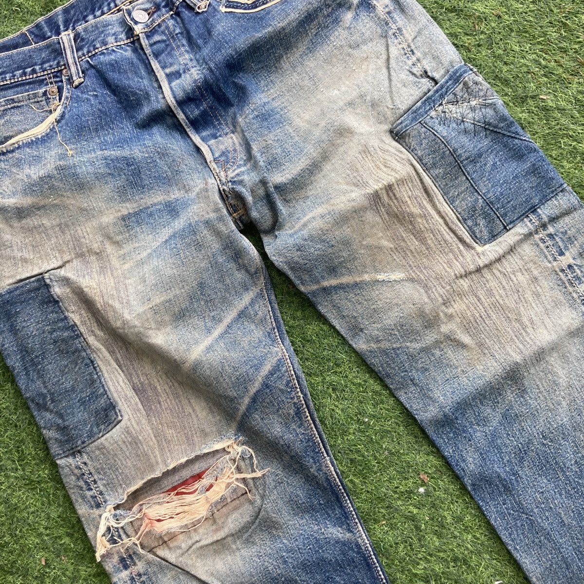 Warehouse & Co. VINTAGE WAREHOUSE SELVEDGE 3 QUARTER DISTRESSED JEANS Size US 33 - 4 Thumbnail