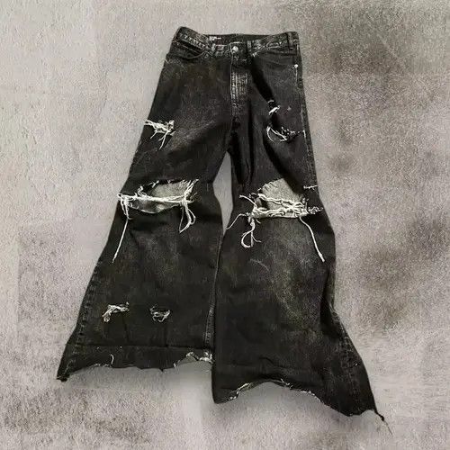 Japanese Brand × Jean Y2K Ripped Baggy Jeans Size US 36 / EU 52 - 1 Thumbnail