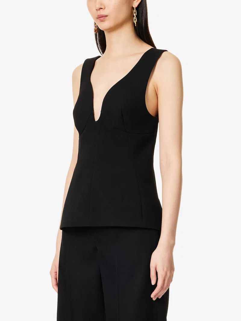 Jil Sander o1w1db10825 Plunging Top in Black Size L / US 10 / IT 46 - 3 Thumbnail