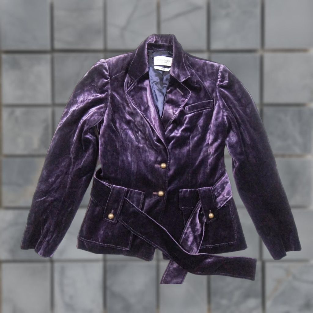 Yves Saint Laurent VINTAGE Yves Saint Laurent Women's Blazer Jacket Size 42 Purple Velvet Designer Office Formal Size M / US 6-8 / IT 42-44 - 1 Thumbnail
