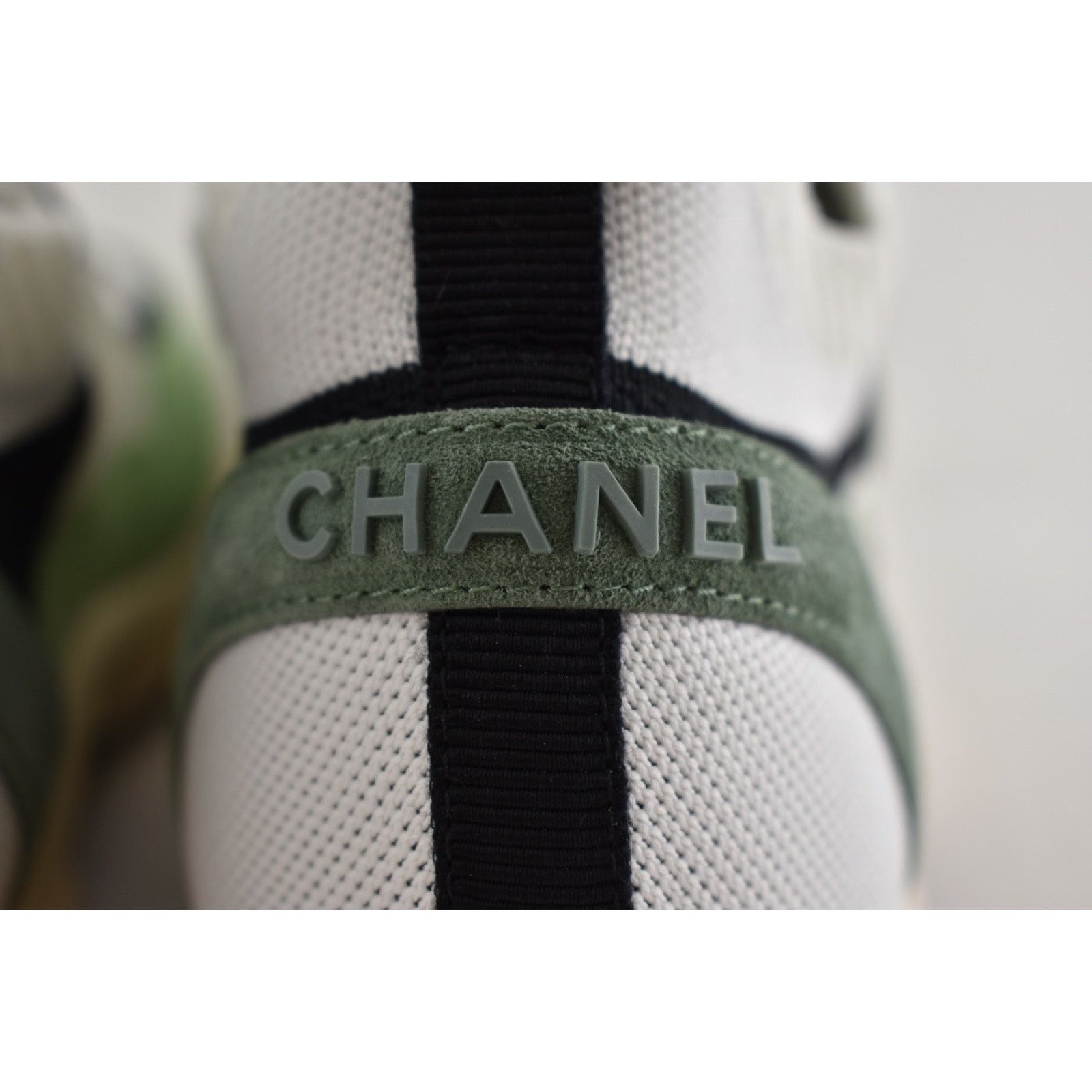 Chanel Green White Black Suede Knit CC Logo Low Trainer Sneaker 11 Size US 11 / EU 44 - 11 Thumbnail