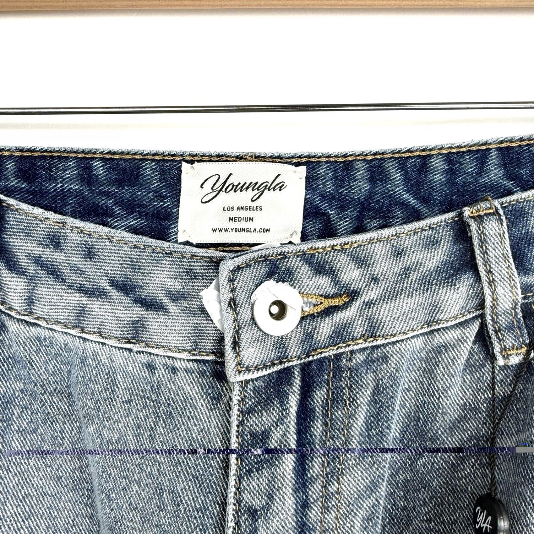 YoungLA VINTAGE Youngla Carryall Jeans Womens Medium Jeans Blue Denim Cargo Pocket Wide-Leg 28in 32in 13in Rise Girls Womens Size 32" / US 10 / IT 46 - 3 Thumbnail