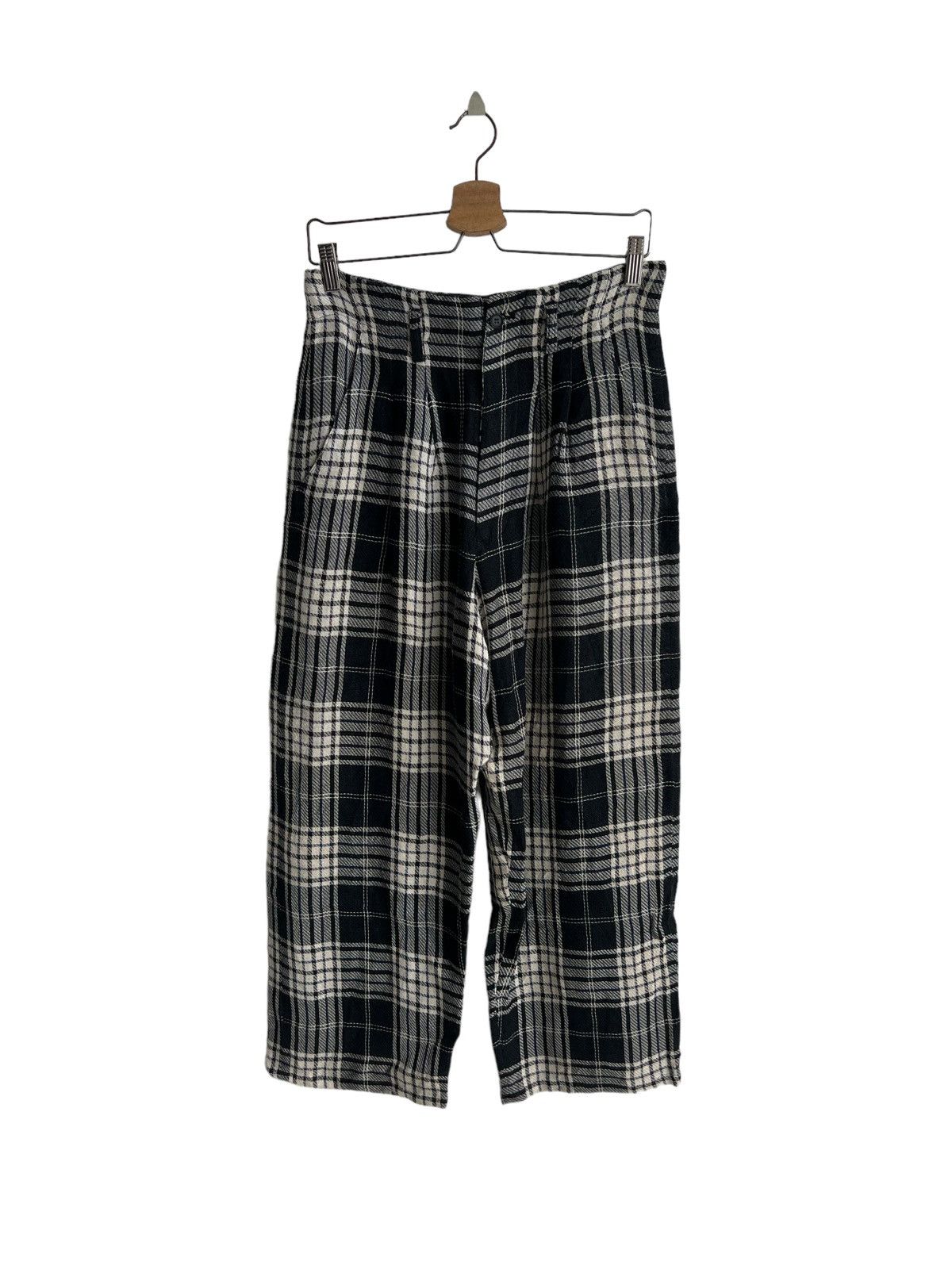 Yohji Yamamoto 1980s Yohji Yamamoto Runway Shadow Plaid Rayon Trouser Pants Size US 30 / EU 46 - 3 Thumbnail