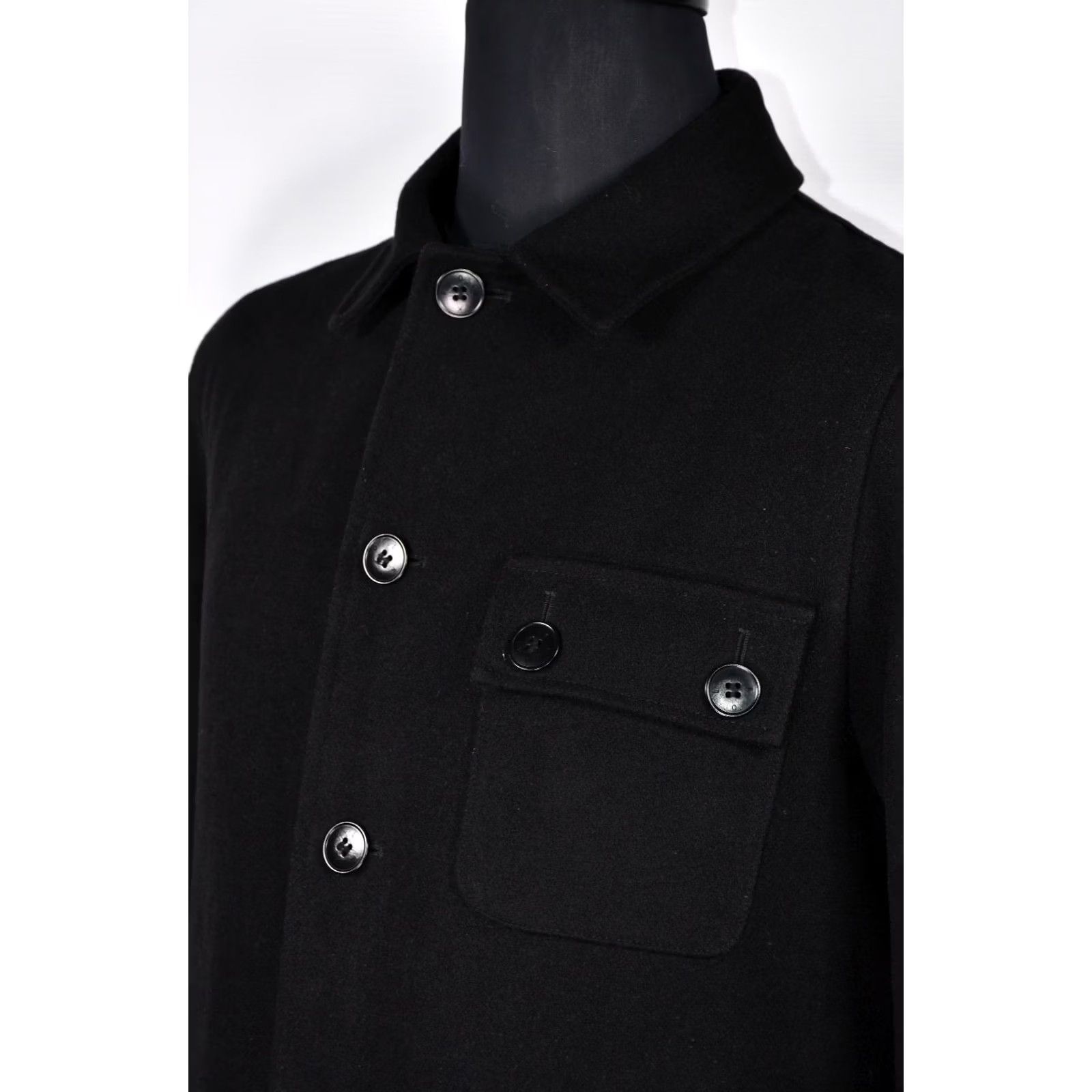 Folk Folk Jacket Men Wool Coat Black Size 4 | 60% Wool 40% Polyester | Chest 23.23in Length 28.35in Vintage No Size US S / EU 44-46 / 1 - 6 Thumbnail