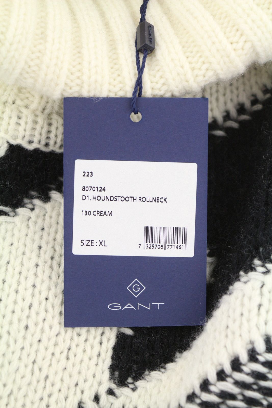 Gant HOUNDSTOOTH ROLLNECK XL Cream Wool Blend Jumper 87246 Size US XL / EU 56 / 4 - 8 Thumbnail