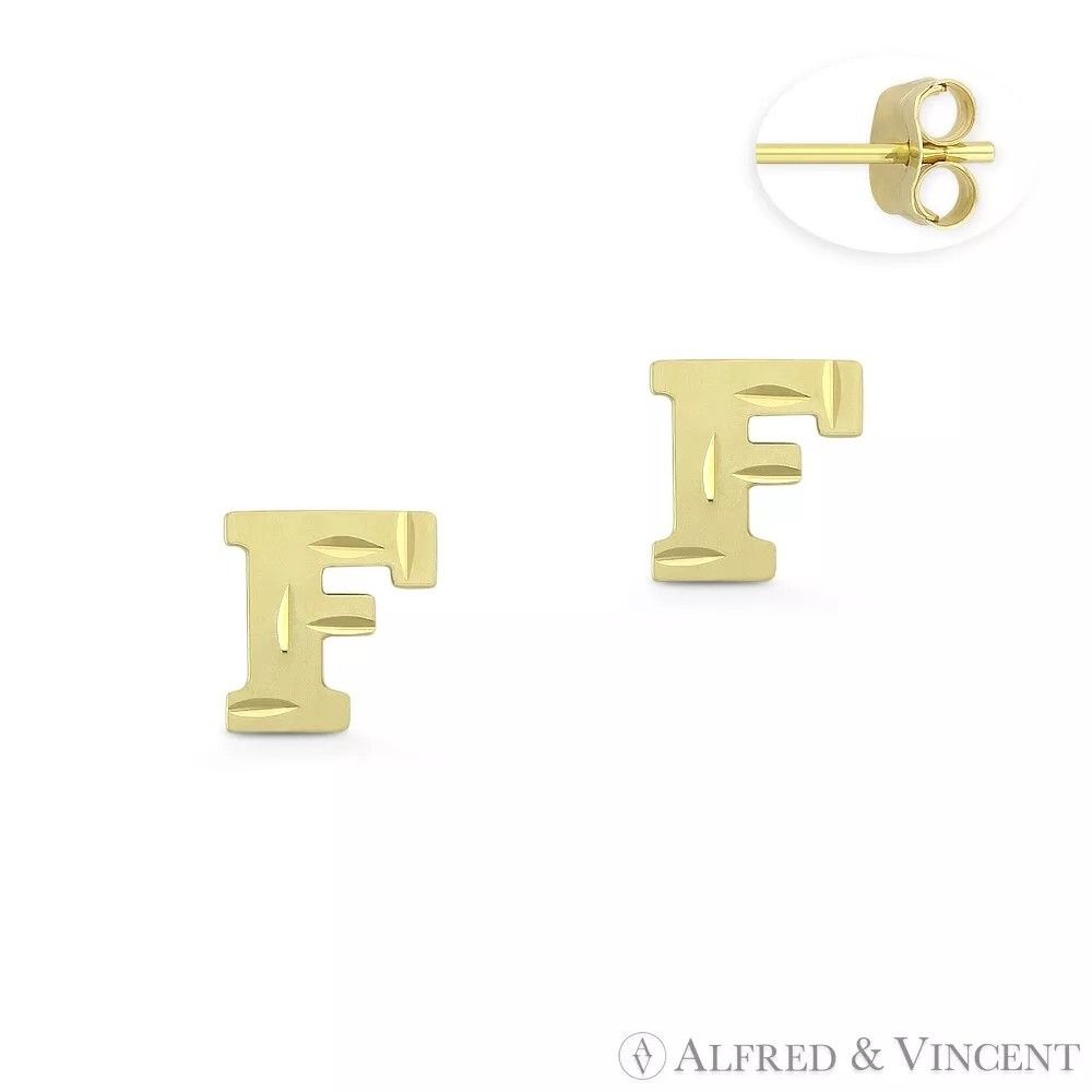 Other Initial Letter "F" Stud Earrings with Push-Back Posts Size ONE SIZE - 1 Preview