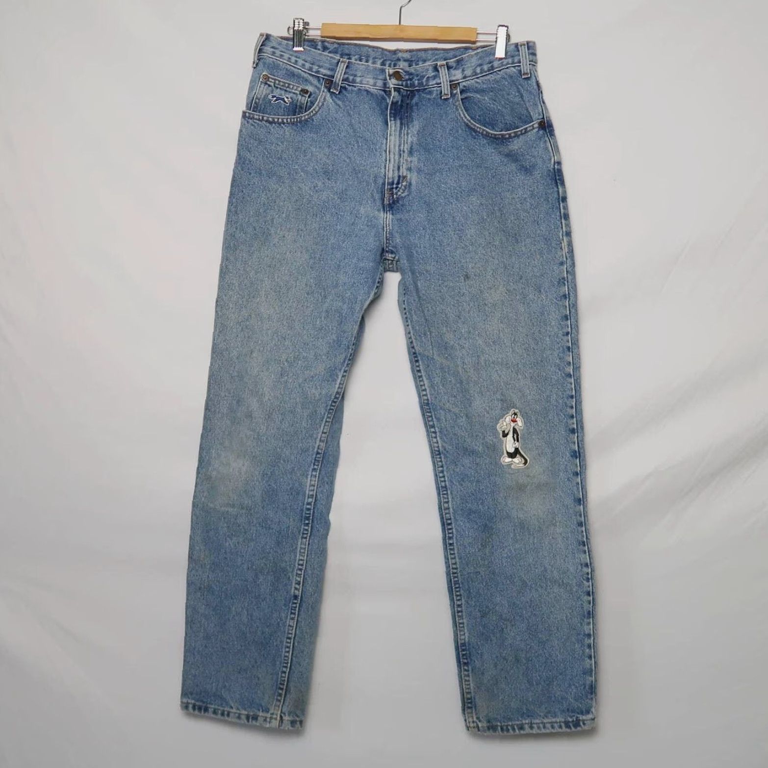 Gap VINTAGE Gap Jeans 90s Light Wash Blue Denim Straight Leg Patches 36 Mens 30 Inseam Grunge Size US 36 / EU 52 - 2 Thumbnail