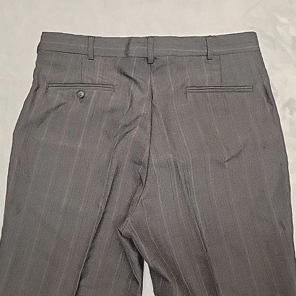 Vintage Towncraft Mens Dress Pants Gray Pinstripe Wool Blend 34x28 US Made Vintage Mens Pants Front Zip Flat Front Pockets Size US 34 / EU 50 - 6 Thumbnail