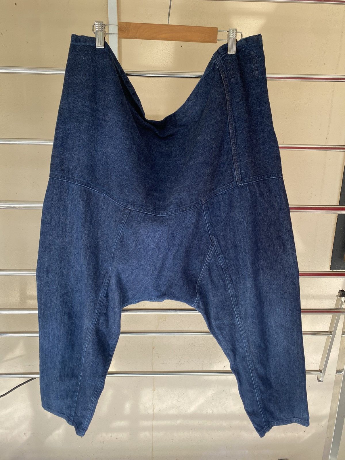 HATRA Hatroid Hatra Dropcrotch Cropped Indigo Drawstring Pant Size US 31 - 1 Thumbnail