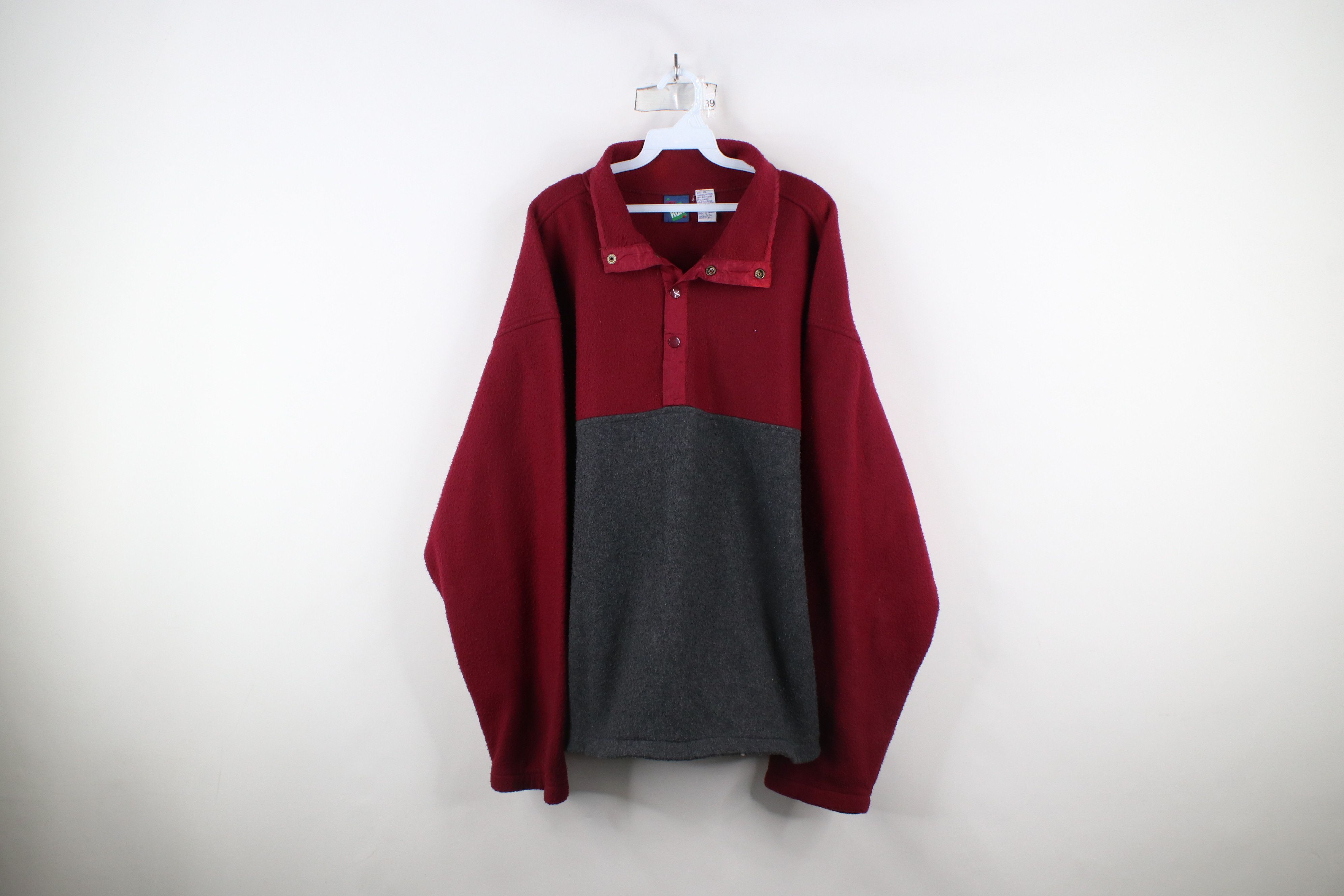 Vintage Vintage 90s Streetwear Block Snap Button Fleece Sweater Size US XL / EU 56 / 4 - 1 Thumbnail
