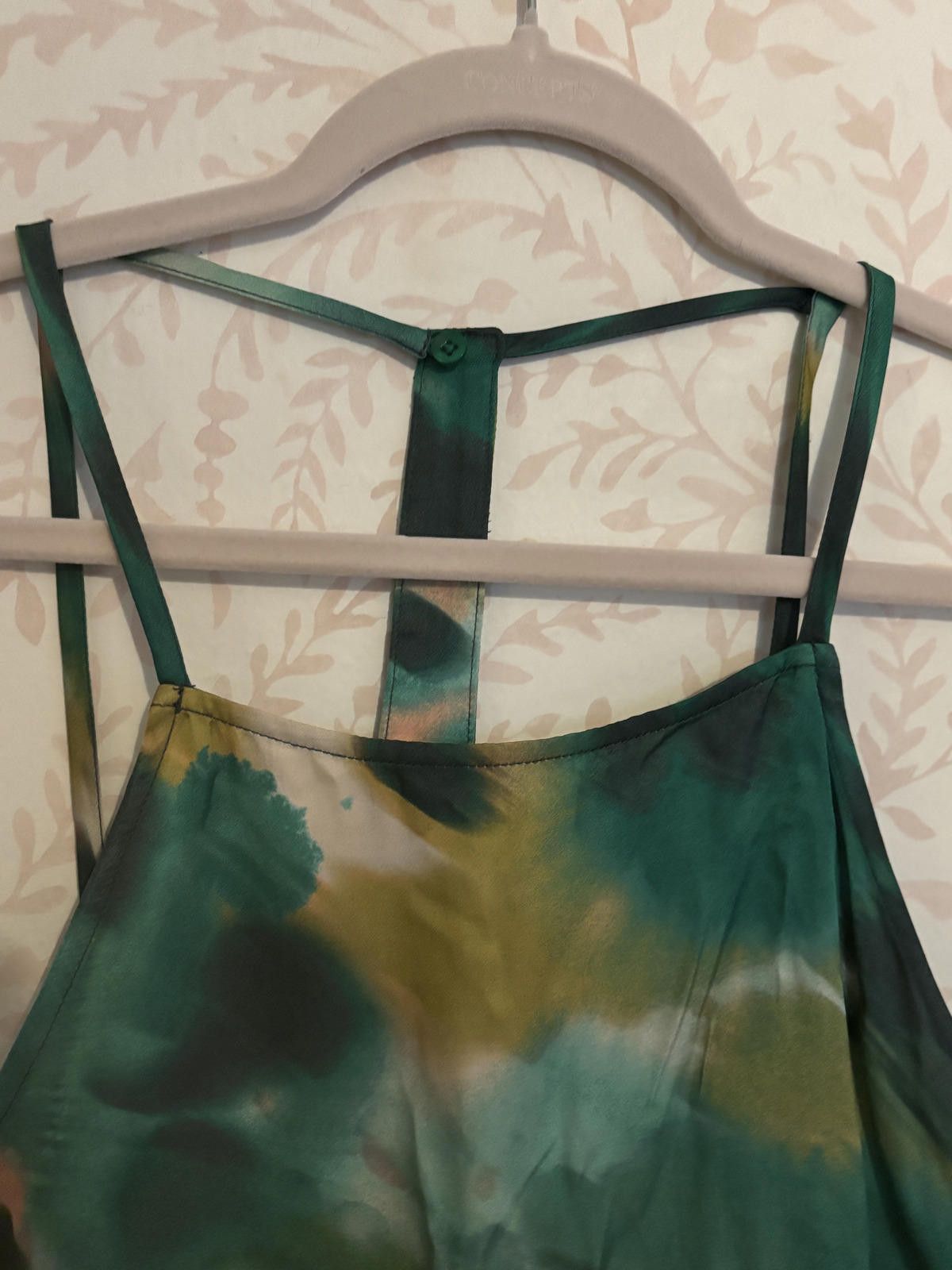 Other Anthropologie Silky Green Tie-Dye Tank Top with Strappy Back Size S / US 4 / IT 40 - 3 Thumbnail