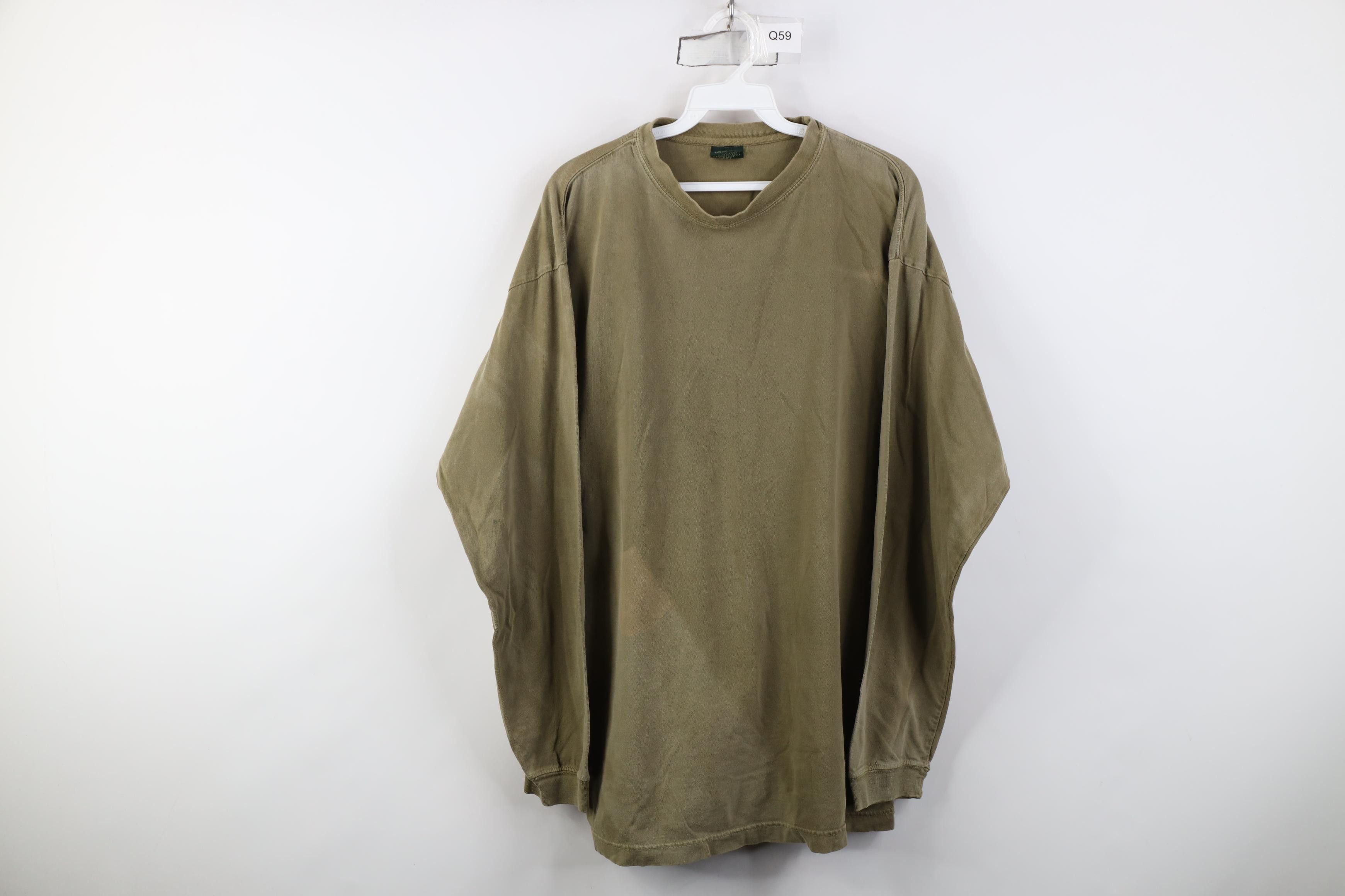 Vintage Vintage 90s Streetwear Cotton Long Sleeve T-Shirt Olive Size US L / EU 52-54 / 3 - 1 Thumbnail