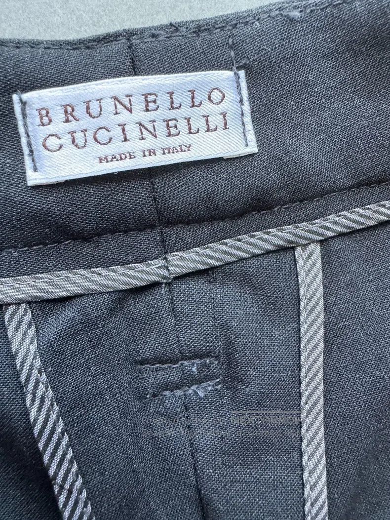 Brunello Cucinelli Brunello Cucinelli Dark gray casual pants with black silk Size 25" / US 0 / IT 36 - 4 Thumbnail