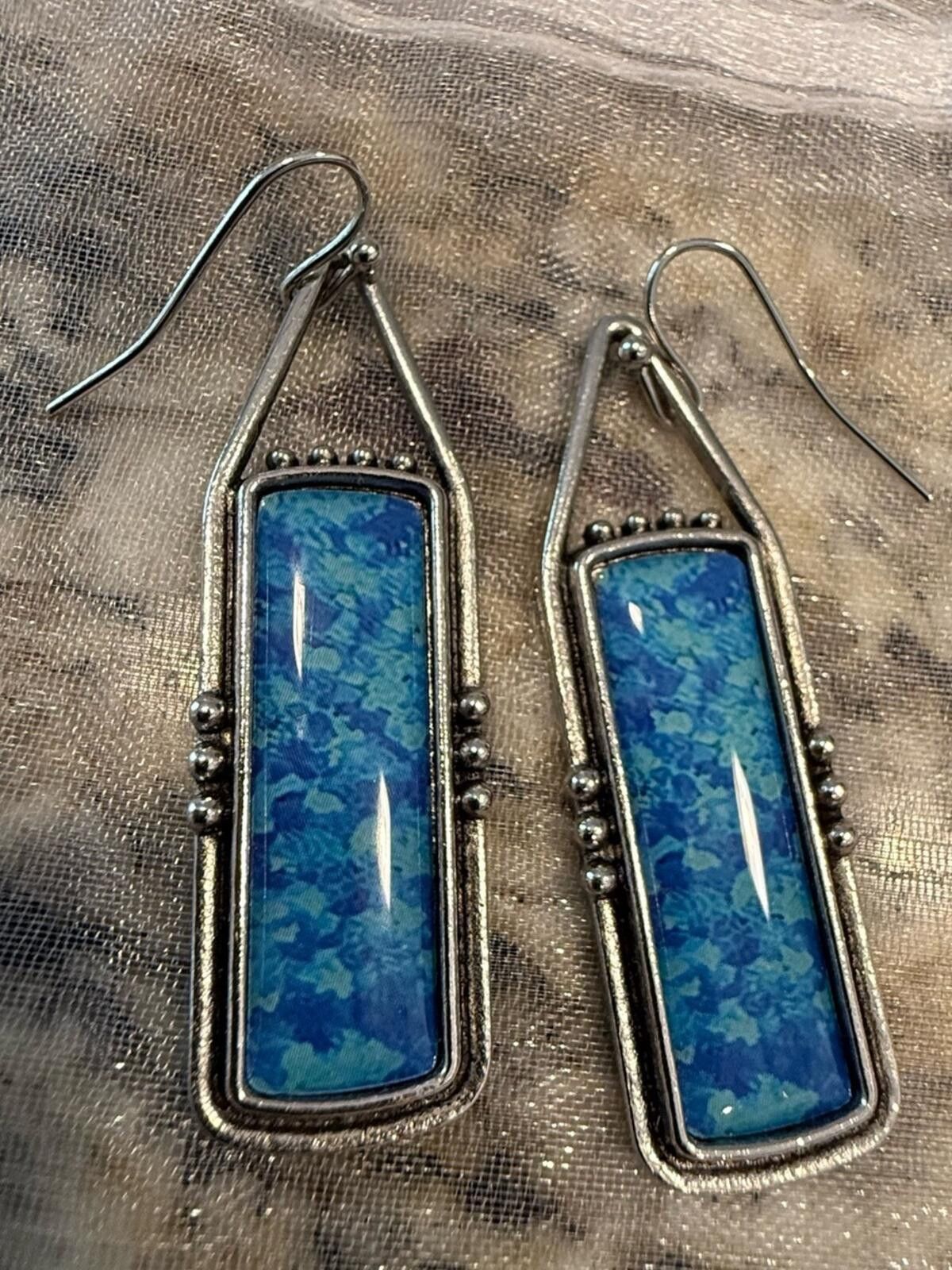 Other Western dangle earrings turquoise & silver tone beaded Size ONE SIZE - 3 Thumbnail