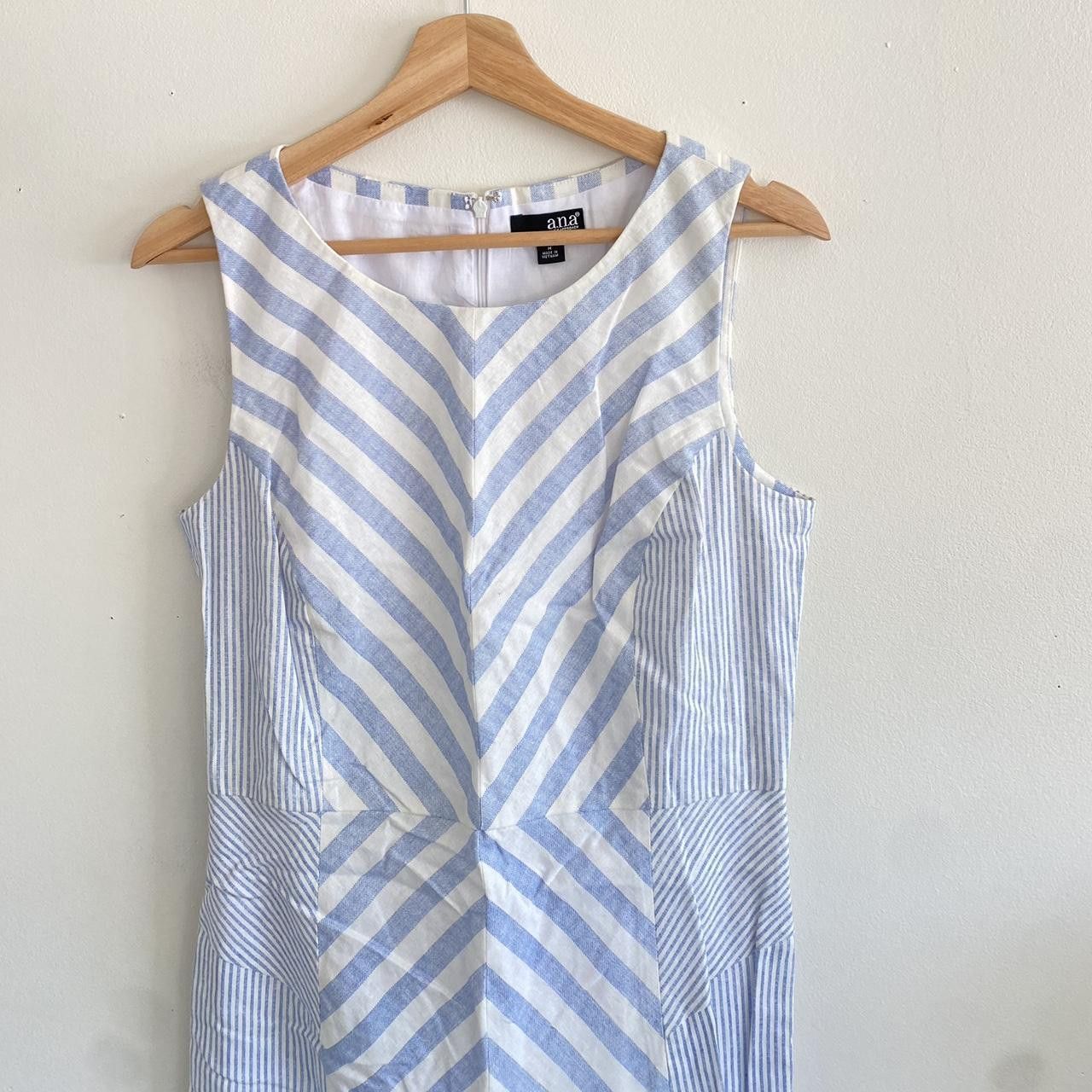 Vintage ANA A NEW APPROACH DRESS BLUE WHITE NAUTICAL PREPPY MEDIUM Size M / US 6-8 / IT 42-44 - 2 Thumbnail