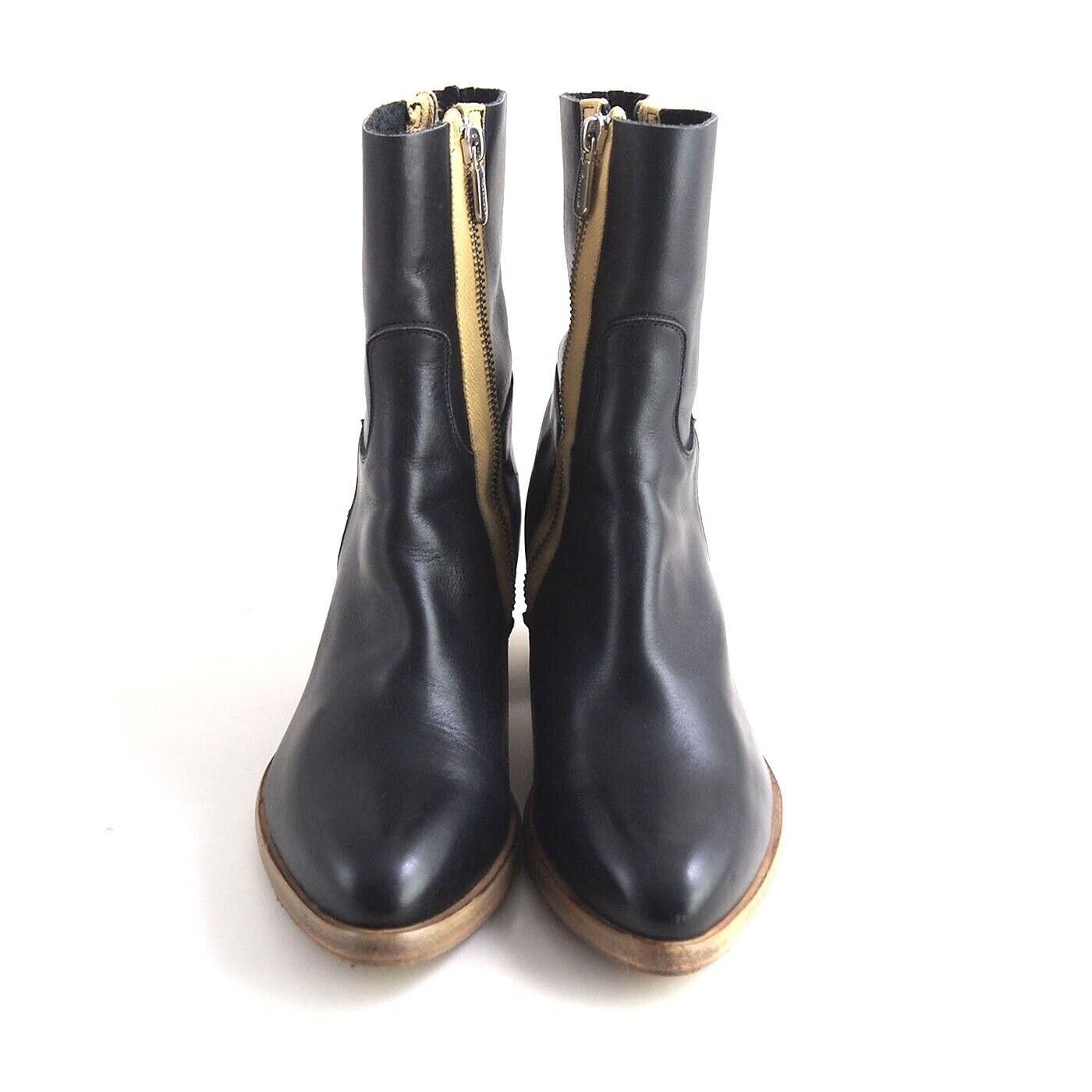 RoccoP Rocco P Ankle Boots Mid Heel Black Leather US 6.5 EU 36.5 Size US 6.5 / IT 36.5 - 4 Thumbnail