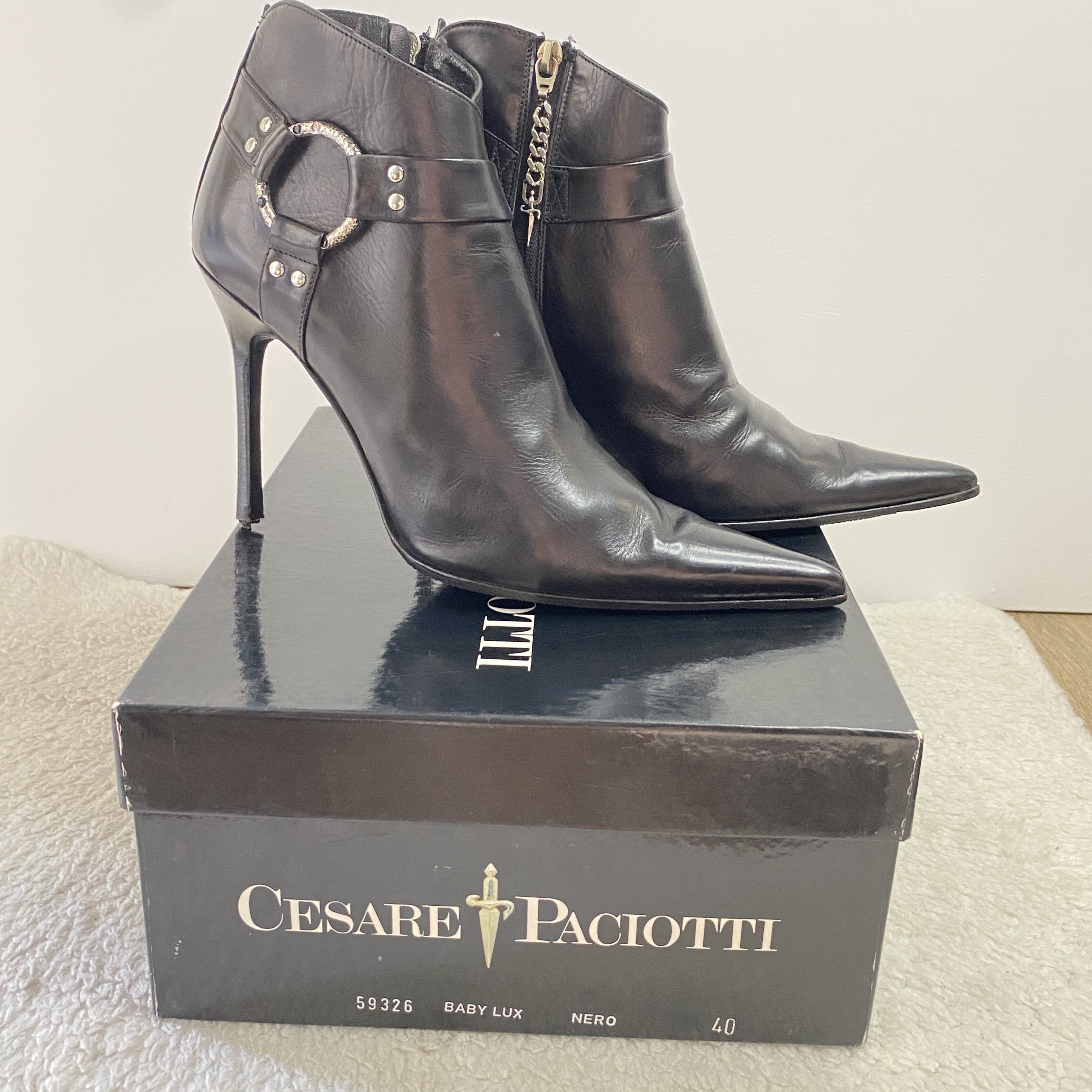 Other Cesare Paciotti Baby Lux Rare Black Leather Ankle Boots Size US 9.5 / IT 39.5 - 7 Thumbnail