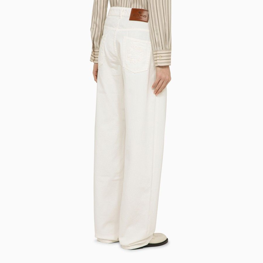 Etro o1d2blof0824 Denim Baggy Jean in White Size 26" / US 2 / IT 38 - 4 Thumbnail