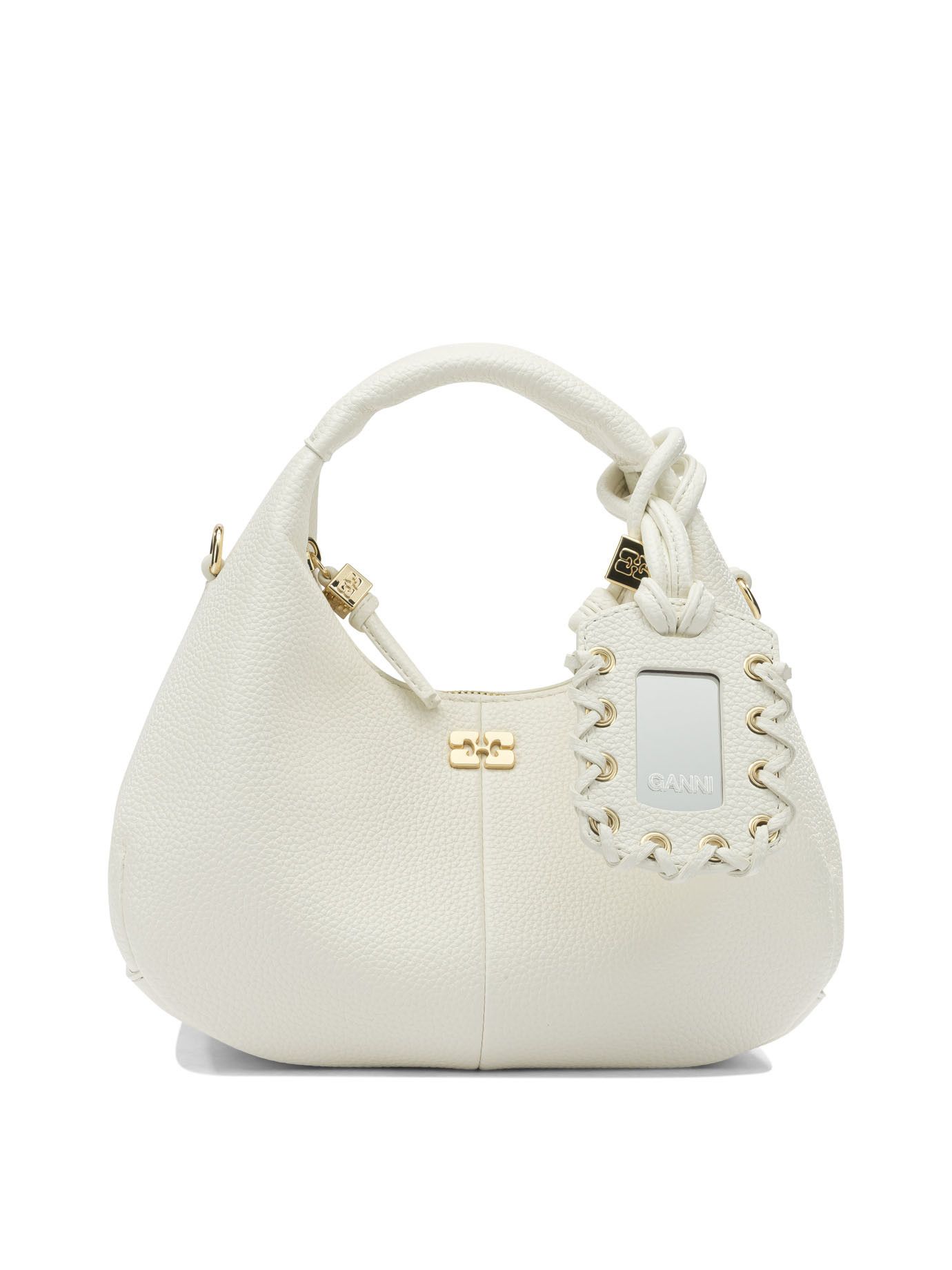 Ganni Hobo Small Handbag in White, Women's
