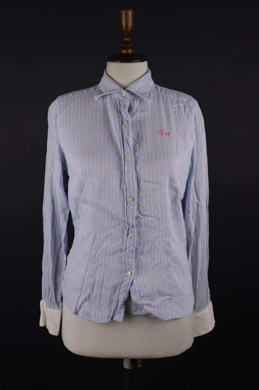 La Martina La Martina Blue White Striped Linen Collar Shirt Size L Size US L / EU 52-54 / 3 - 1 Thumbnail