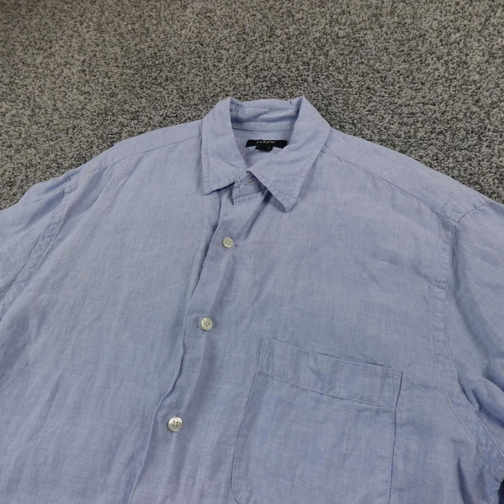 J.Crew J.CREW Shirt Mens M Blue Linen Chambray Short Sleeve Button Up Casual Summer Top Size US M / EU 48-50 / 2 - 2 Thumbnail