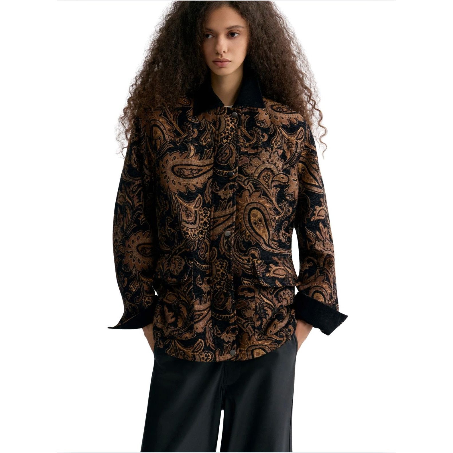 Other Front Row Shop Paisley Print Jaquard Jacket Corduroy NWT $32 Size M / US 6-8 / IT 42-44 - 1 Thumbnail
