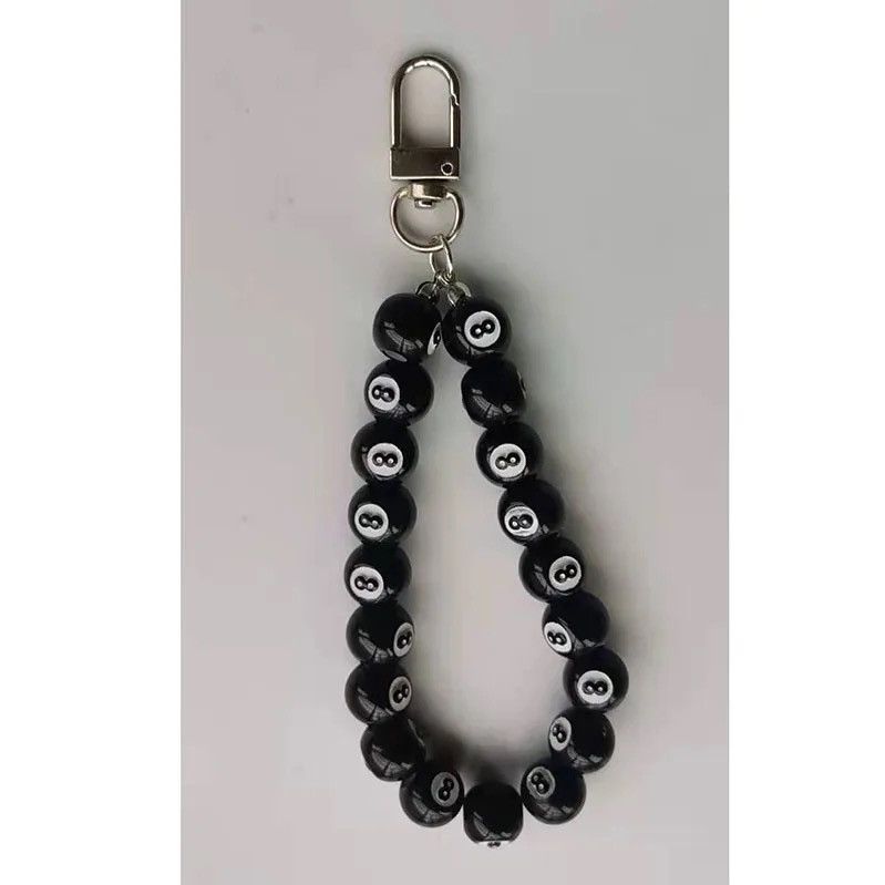 Vintage Creative Punk Acrylic Black Billiards 8 Ball Beads Key Chain Size ONE SIZE - 4 Thumbnail