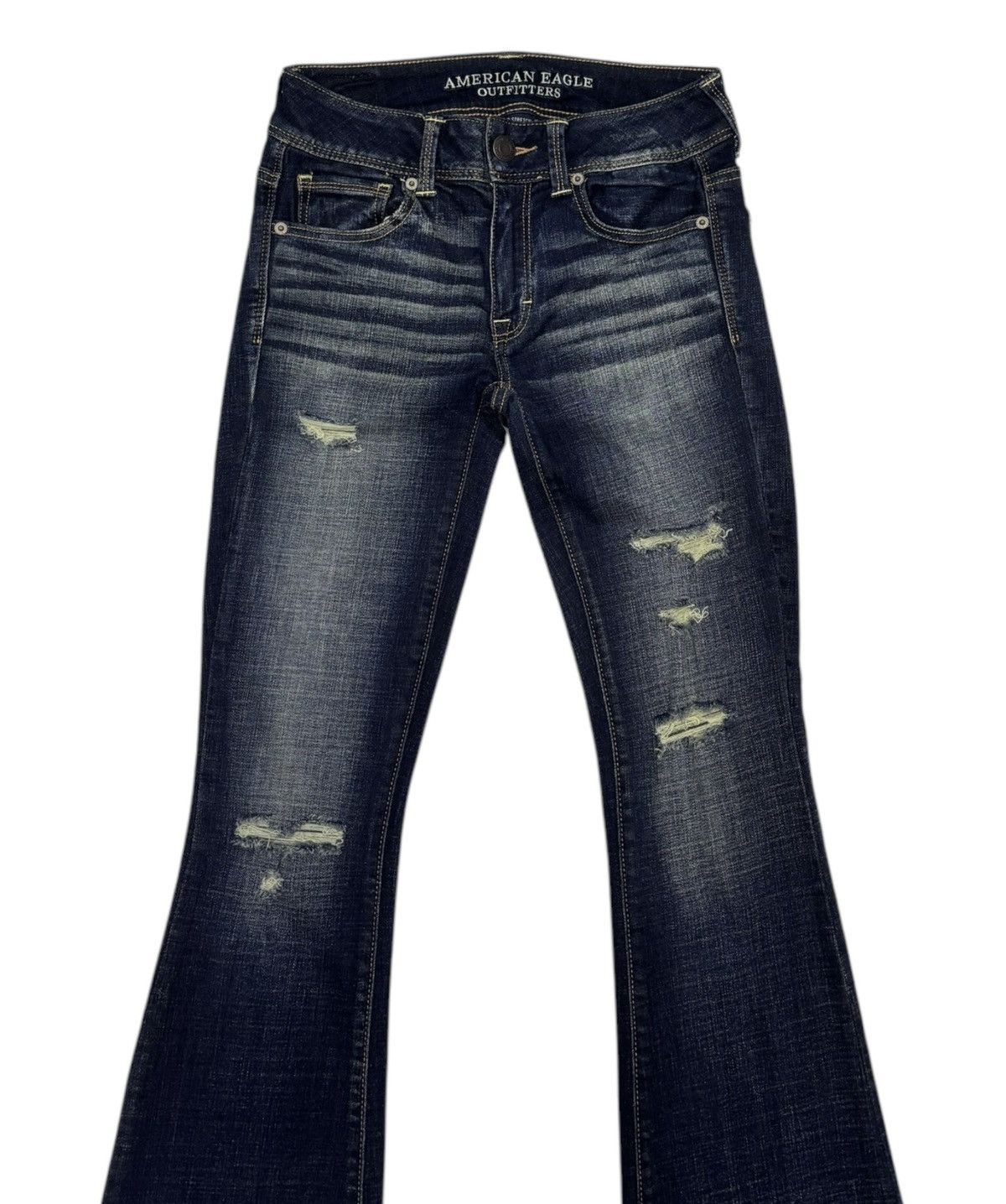If Six Was Nine × Le Grande Bleu (L.G.B.) Flare Jeans Bootcut American Eagle Distressed Denim Jeans Size 26" / US 2 / IT 38 - 5 Thumbnail